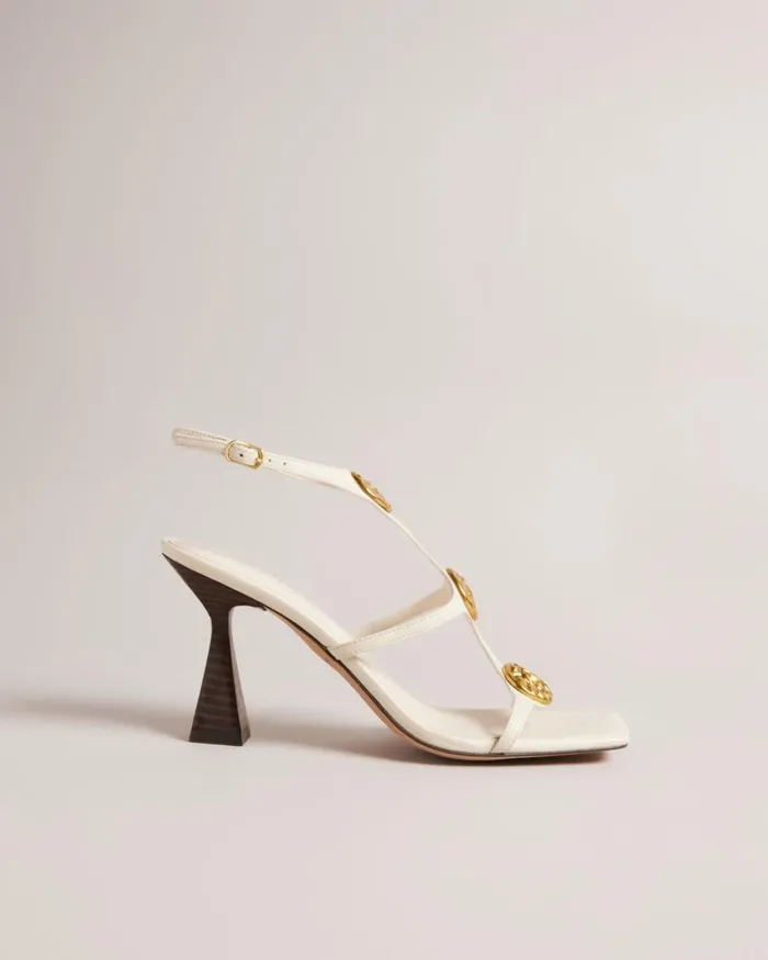 Textured Coin Heeled Sandals Natural Women Ted Baker Sandals and Sliders