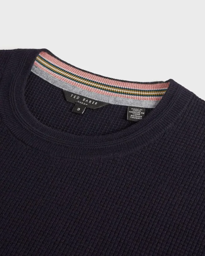 Textured Crew Neck Jumper Navy Men Ted Baker Sweaters Textured Crew Neck Jumper Navy Men Ted Baker Sweaters