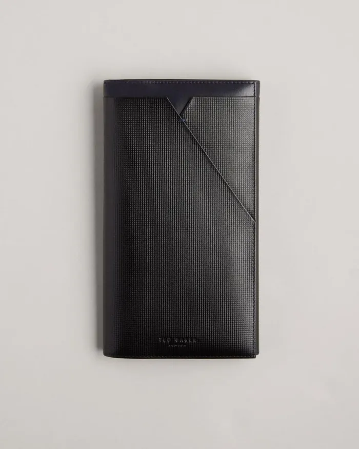 Textured Leather Travel Wallet Black Men Ted Baker Wallets and Card Holders