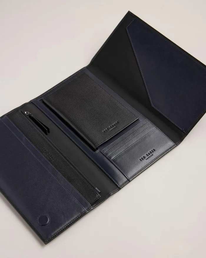 Textured Leather Travel Wallet Black Men Ted Baker Wallets and Card Holders