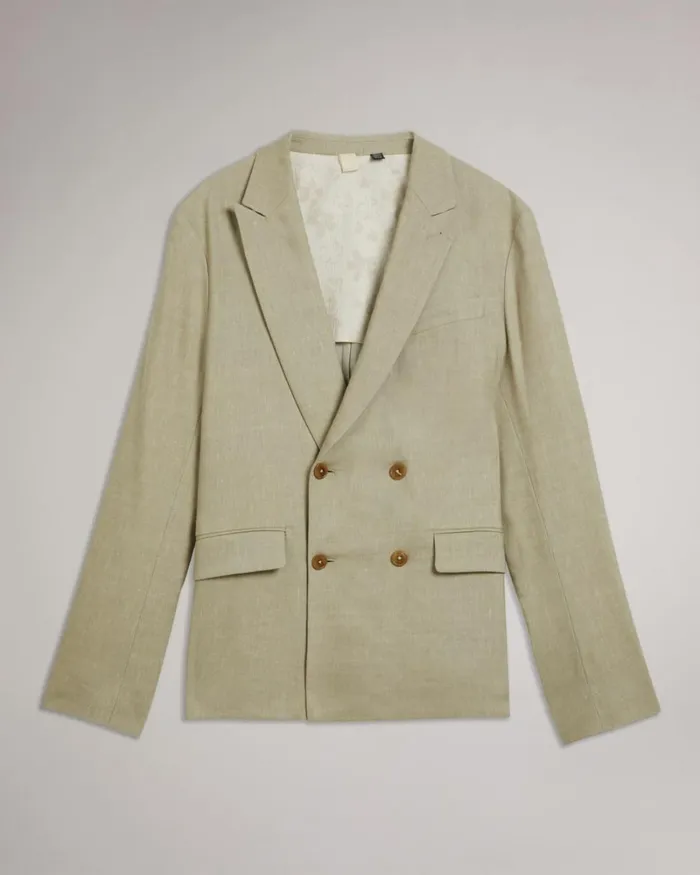 Textured Linen Blazer Light Green Men Ted Baker Coats and Jackets