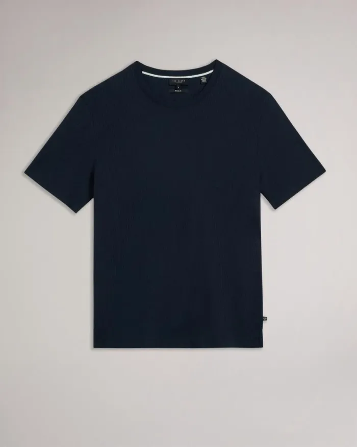 Textured Regular Fit TShirt Navy Men Ted Baker Clothing