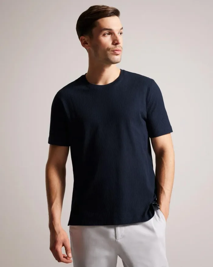 Textured Regular Fit TShirt Navy Men Ted Baker Clothing Textured Regular Fit TShirt Navy Men Ted Baker Clothing