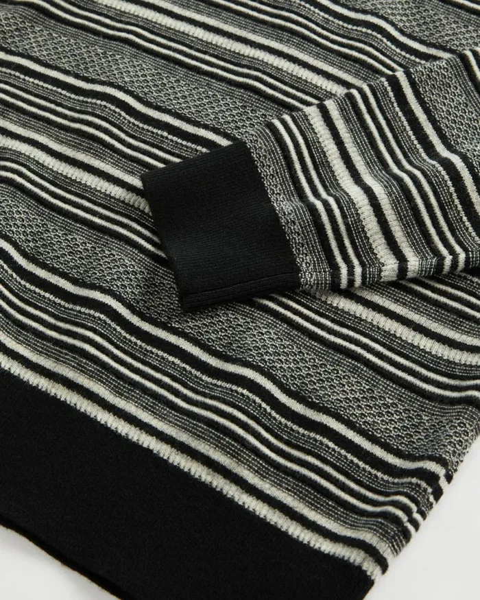 Textured Stripe Crew Neck Jumper Black Men Ted Baker Sweaters Textured Stripe Crew Neck Jumper Black Men Ted Baker Sweaters