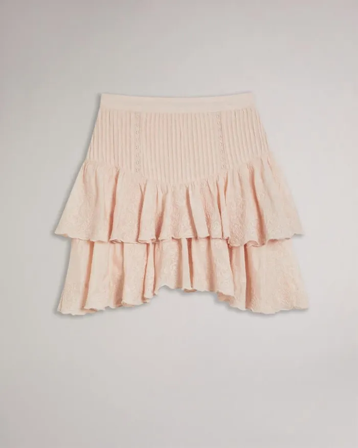 Tiered Mini Skirt Light Pink Women Ted Baker Skirts