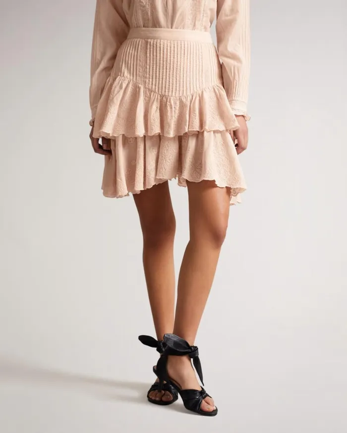 Tiered Mini Skirt Light Pink Women Ted Baker Skirts Tiered Mini Skirt Light Pink Women Ted Baker Skirts