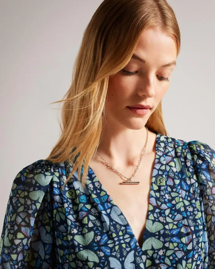Tiered Swing Mini Dress Medium Blue Women Ted Baker Clothing Tiered Swing Mini Dress Medium Blue Women Ted Baker Clothing