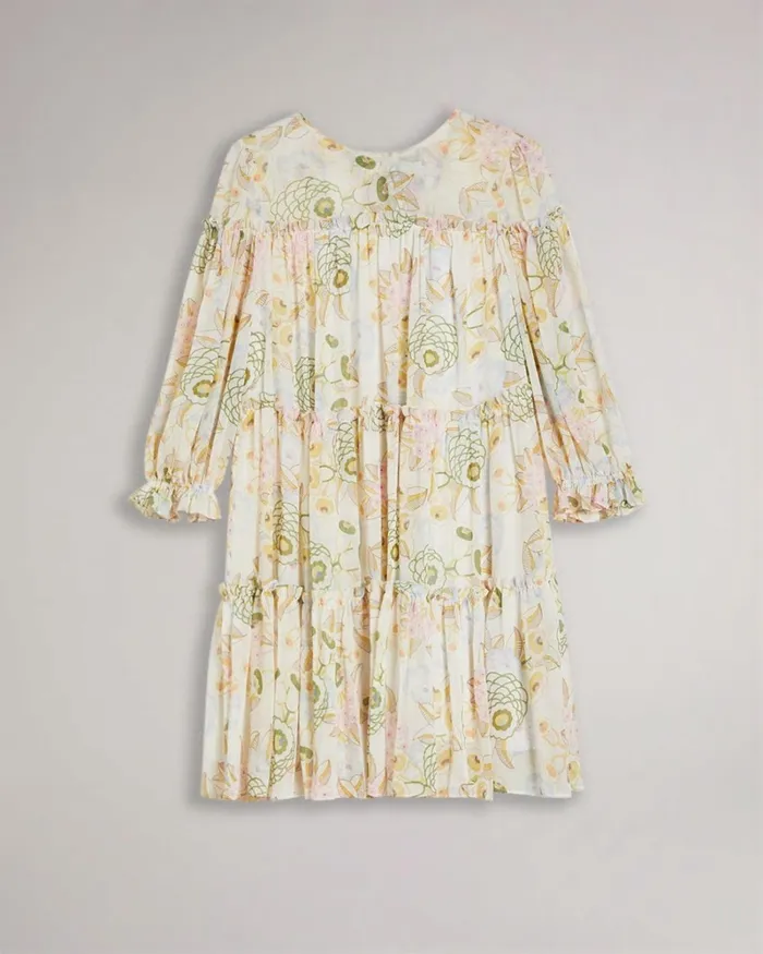 Tiered Trapeze Mini Dress White Women Ted Baker Dresses