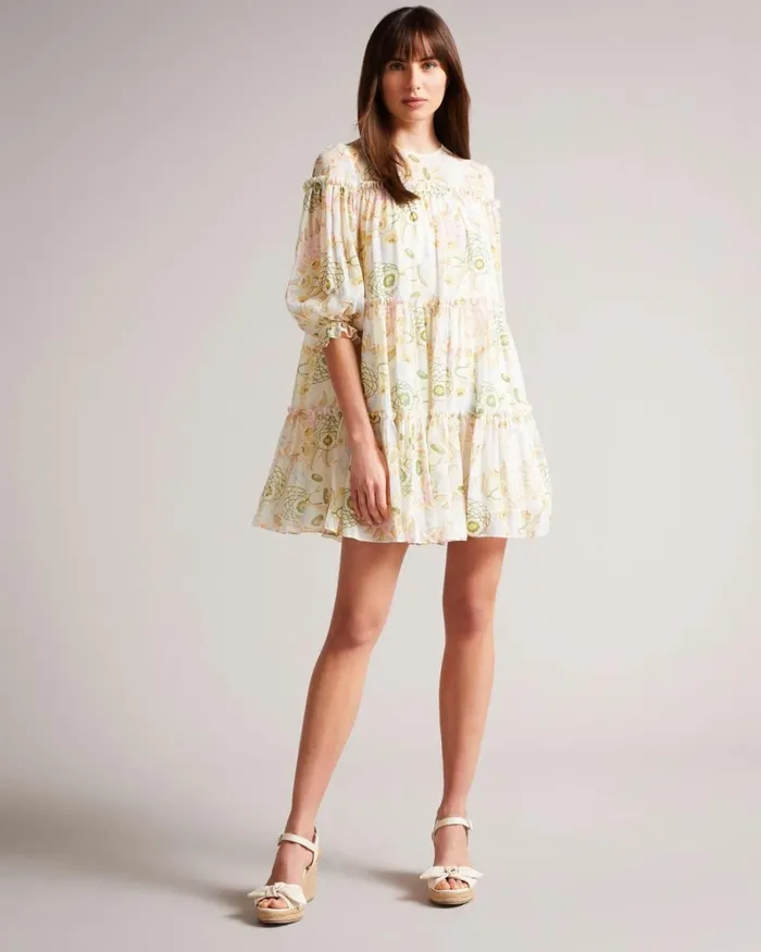 Tiered Trapeze Mini Dress White Women Ted Baker Dresses Tiered Trapeze Mini Dress White Women Ted Baker Dresses