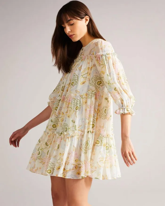 Tiered Trapeze Mini Dress White Women Ted Baker Dresses Tiered Trapeze Mini Dress White Women Ted Baker Dresses