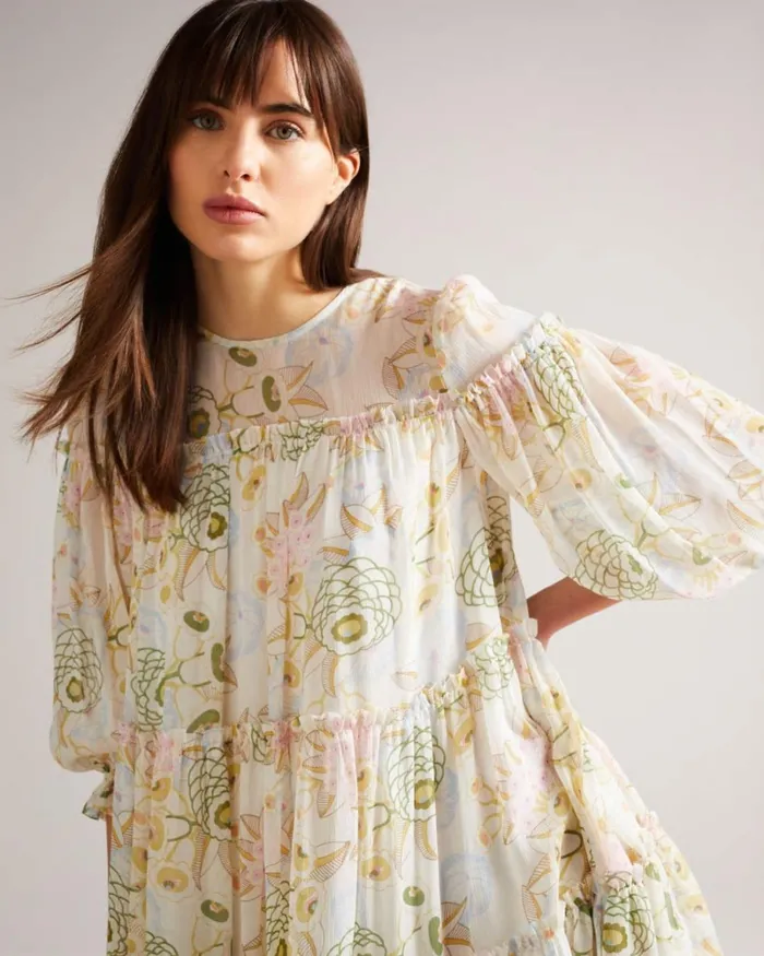 Tiered Trapeze Mini Dress White Women Ted Baker Dresses Tiered Trapeze Mini Dress White Women Ted Baker Dresses