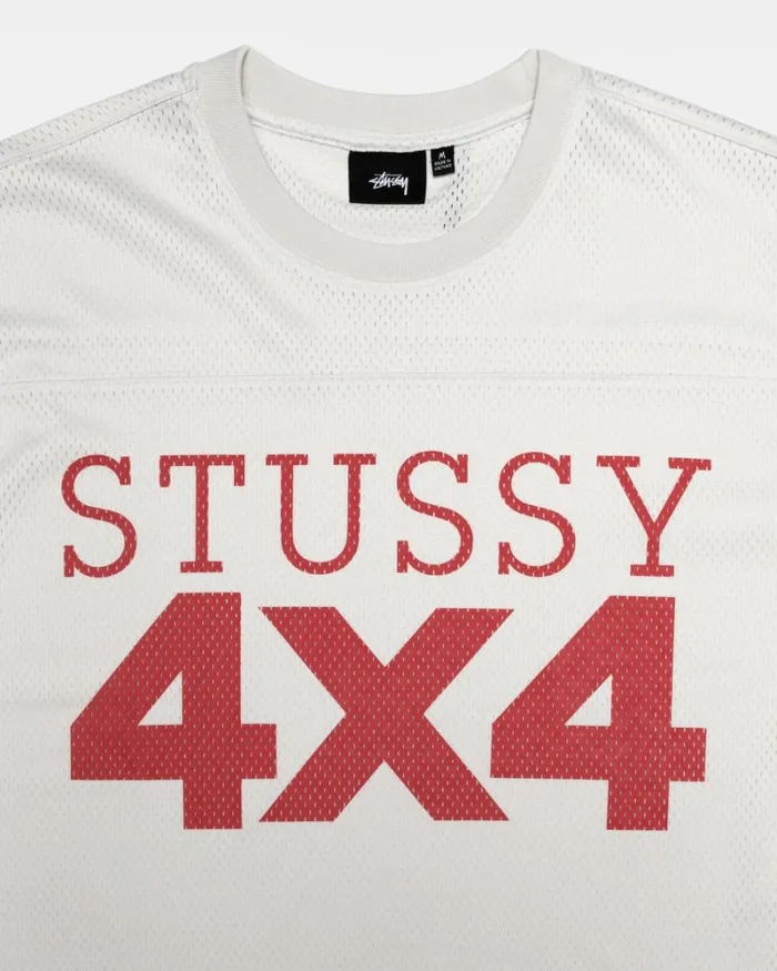 Tops and Shirts Men Stussy 4X4 MESH FOOTBALL JERSEY Bone Tops and Shirts Men Stussy 4X4 MESH FOOTBALL JERSEY Bone