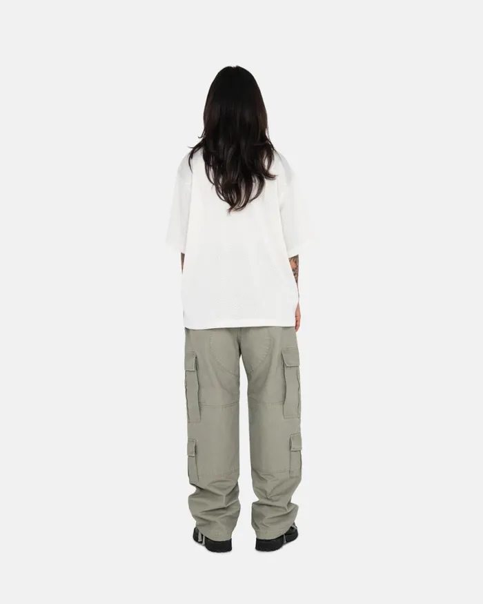 Tops and Shirts Men Stussy 4X4 MESH FOOTBALL JERSEY Bone Tops and Shirts Men Stussy 4X4 MESH FOOTBALL JERSEY Bone