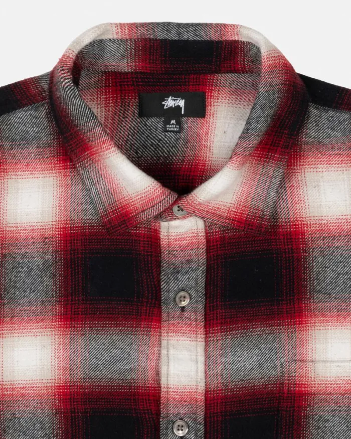 Tops and Shirts Men Stussy BAY PLAID SHIRT Red Tops and Shirts Men Stussy BAY PLAID SHIRT Red