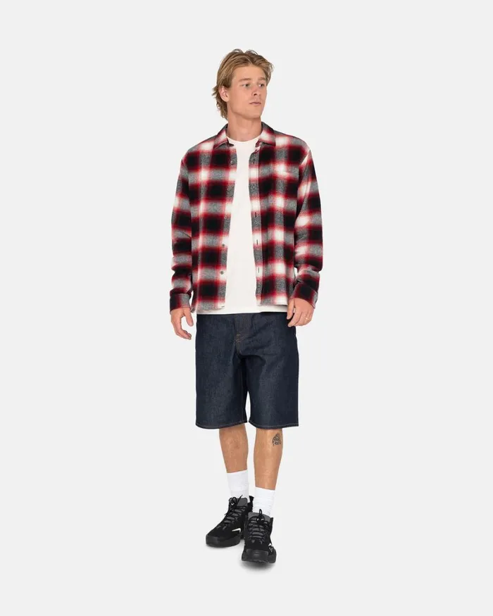 Tops and Shirts Men Stussy BAY PLAID SHIRT Red Tops and Shirts Men Stussy BAY PLAID SHIRT Red