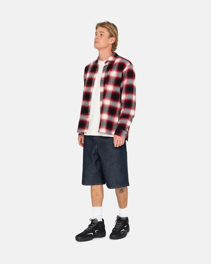 Tops and Shirts Men Stussy BAY PLAID SHIRT Red Tops and Shirts Men Stussy BAY PLAID SHIRT Red