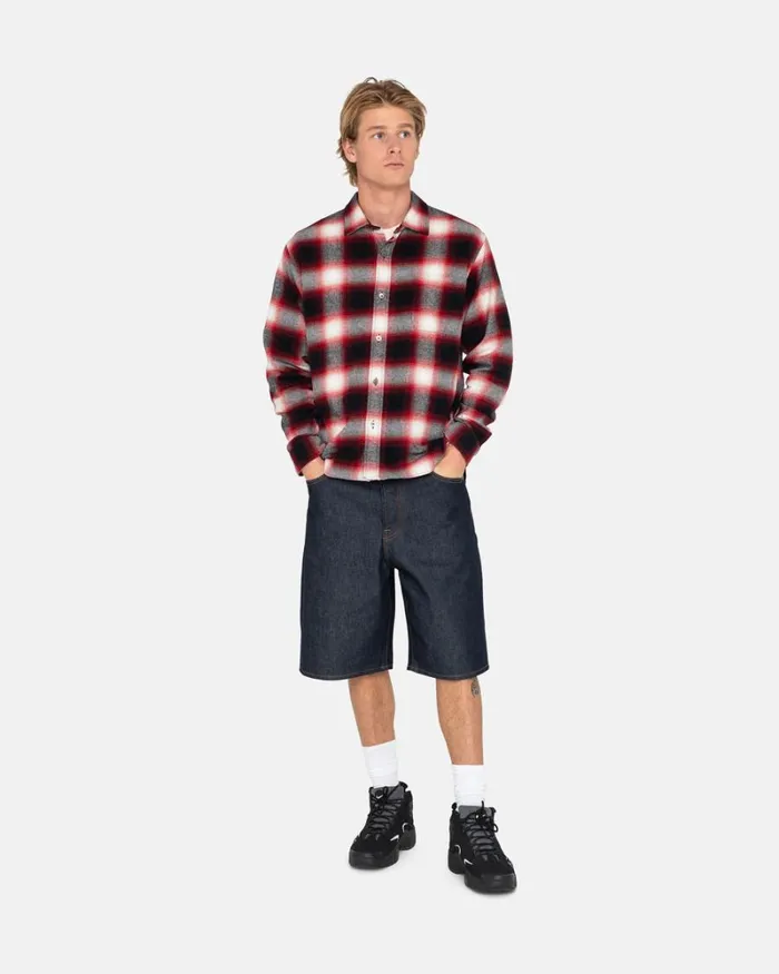 Tops and Shirts Men Stussy BAY PLAID SHIRT Red Tops and Shirts Men Stussy BAY PLAID SHIRT Red