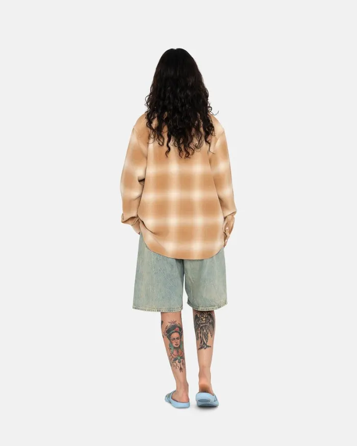 Tops and Shirts Men Stussy BAY PLAID SHIRT Tan Tops and Shirts Men Stussy BAY PLAID SHIRT Tan