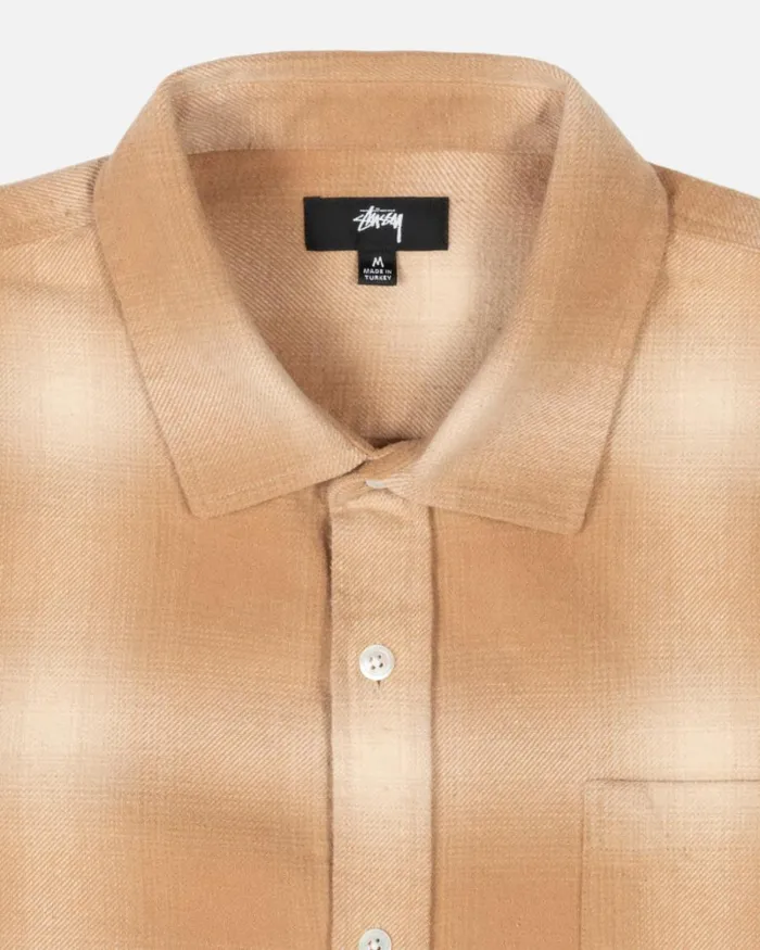 Tops and Shirts Men Stussy BAY PLAID SHIRT Tan Tops and Shirts Men Stussy BAY PLAID SHIRT Tan