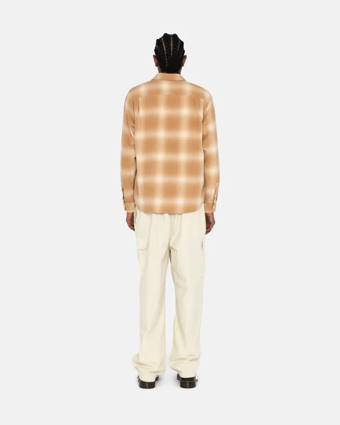 Tops and Shirts Men Stussy BAY PLAID SHIRT Tan Tops and Shirts Men Stussy BAY PLAID SHIRT Tan