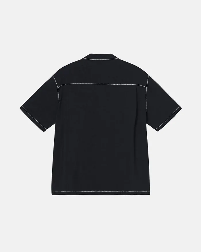 Tops and Shirts Men Stussy CONTRAST PICK STITCHED SHIRT Black Tops and Shirts Men Stussy CONTRAST PICK STITCHED SHIRT Black