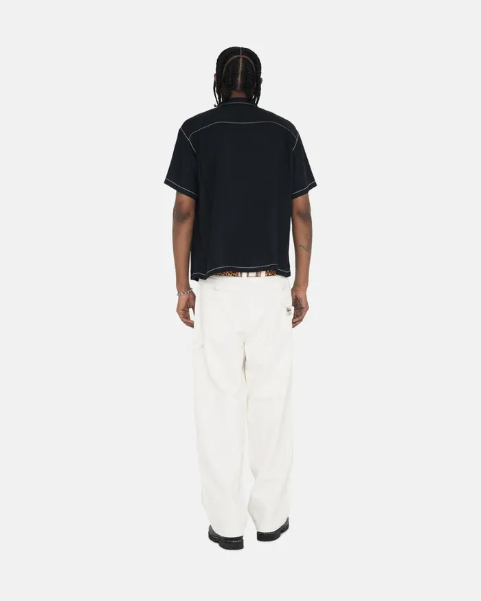 Tops and Shirts Men Stussy CONTRAST PICK STITCHED SHIRT Black Tops and Shirts Men Stussy CONTRAST PICK STITCHED SHIRT Black