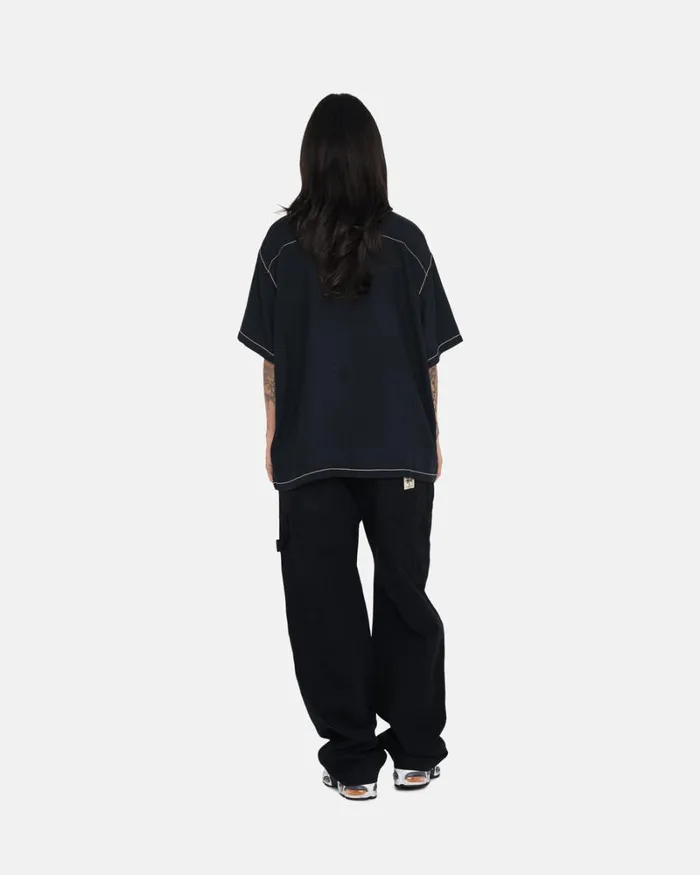 Tops and Shirts Men Stussy CONTRAST PICK STITCHED SHIRT Black Tops and Shirts Men Stussy CONTRAST PICK STITCHED SHIRT Black