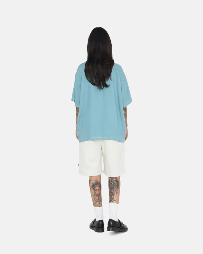 Tops and Shirts Men Stussy CONTRAST PICK STITCHED SHIRT Blue Tops and Shirts Men Stussy CONTRAST PICK STITCHED SHIRT Blue