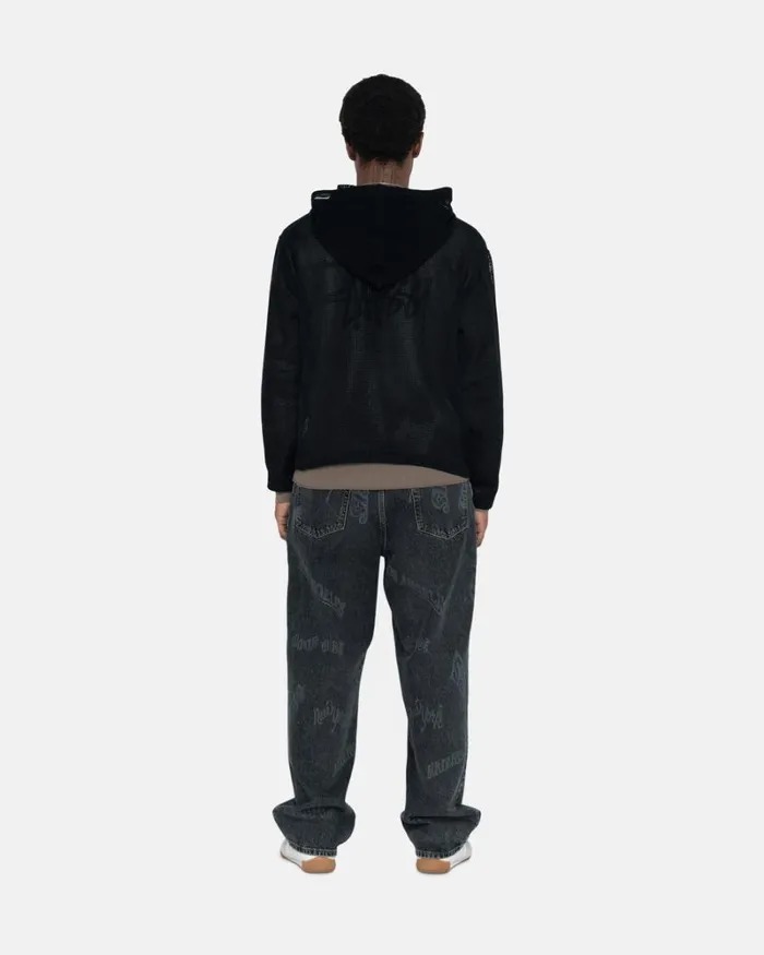 Tops and Shirts Men Stussy COTTON MESH HOODIE Black Tops and Shirts Men Stussy COTTON MESH HOODIE Black