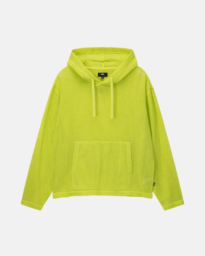 Tops and Shirts Men Stussy COTTON MESH HOODIE Lime