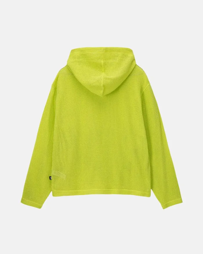 Tops and Shirts Men Stussy COTTON MESH HOODIE Lime Tops and Shirts Men Stussy COTTON MESH HOODIE Lime