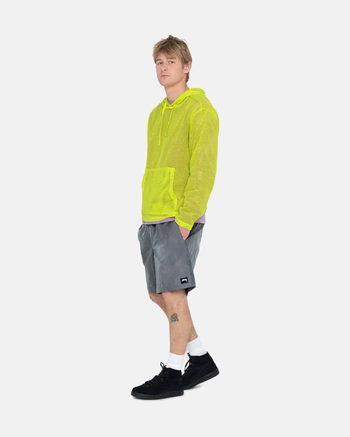 Tops and Shirts Men Stussy COTTON MESH HOODIE Lime Tops and Shirts Men Stussy COTTON MESH HOODIE Lime
