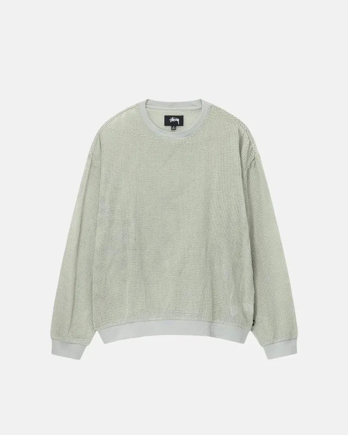 Tops and Shirts Men Stussy COTTON MESH LS CREW Bone