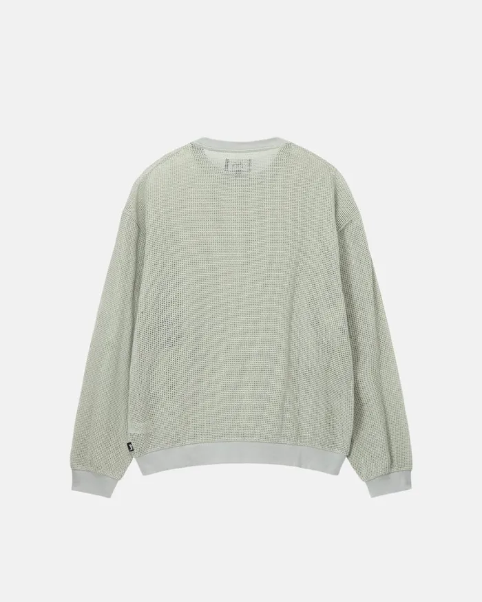 Tops and Shirts Men Stussy COTTON MESH LS CREW Bone Tops and Shirts Men Stussy COTTON MESH LS CREW Bone