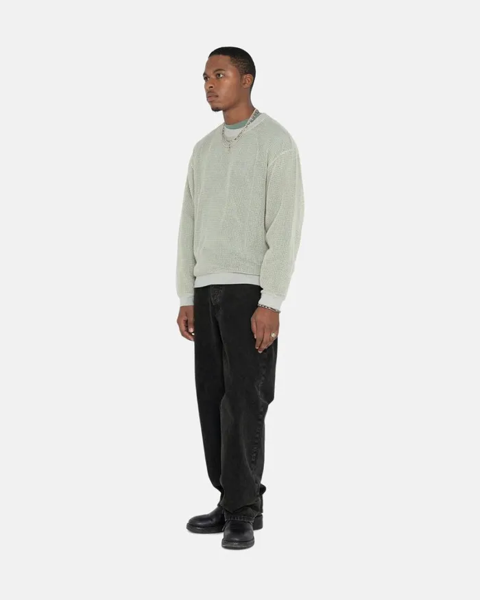 Tops and Shirts Men Stussy COTTON MESH LS CREW Bone Tops and Shirts Men Stussy COTTON MESH LS CREW Bone