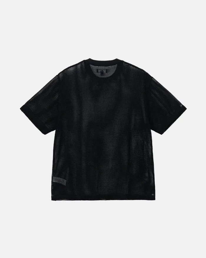 Tops and Shirts Men Stussy COTTON MESH SS CREW Black Tops and Shirts Men Stussy COTTON MESH SS CREW Black