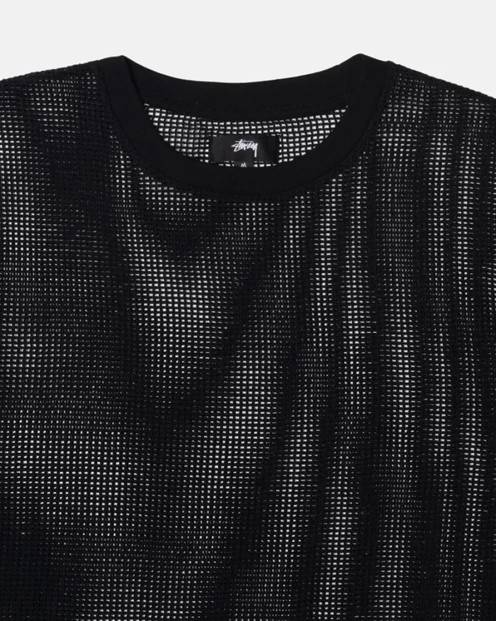 Tops and Shirts Men Stussy COTTON MESH SS CREW Black Tops and Shirts Men Stussy COTTON MESH SS CREW Black