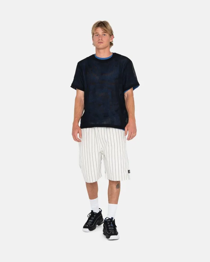 Tops and Shirts Men Stussy COTTON MESH SS CREW Black Tops and Shirts Men Stussy COTTON MESH SS CREW Black