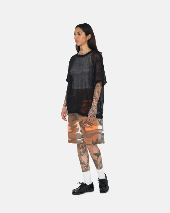 Tops and Shirts Men Stussy COTTON MESH SS CREW Black Tops and Shirts Men Stussy COTTON MESH SS CREW Black