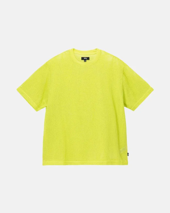 Tops and Shirts Men Stussy COTTON MESH SS CREW Lime