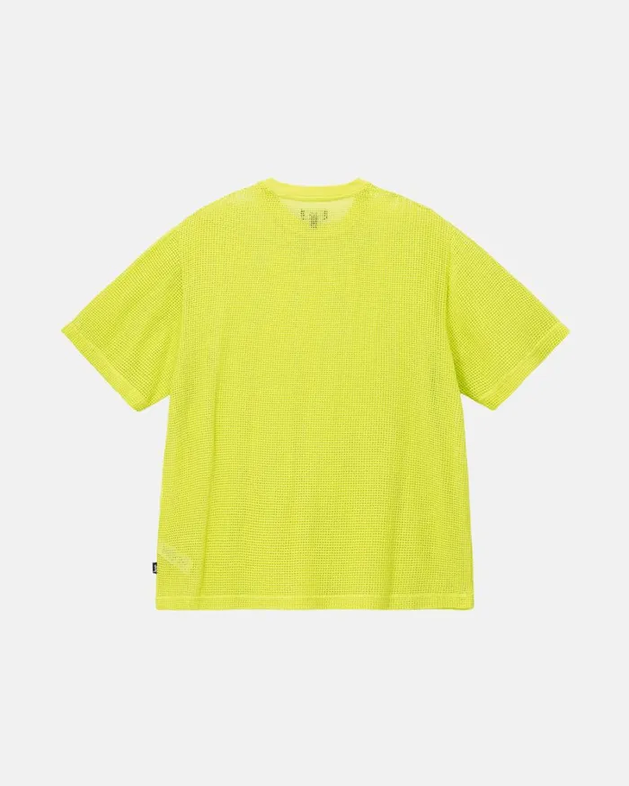 Tops and Shirts Men Stussy COTTON MESH SS CREW Lime Tops and Shirts Men Stussy COTTON MESH SS CREW Lime