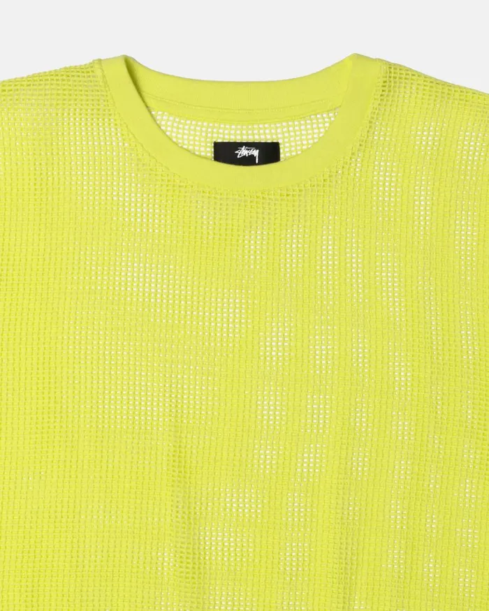 Tops and Shirts Men Stussy COTTON MESH SS CREW Lime Tops and Shirts Men Stussy COTTON MESH SS CREW Lime