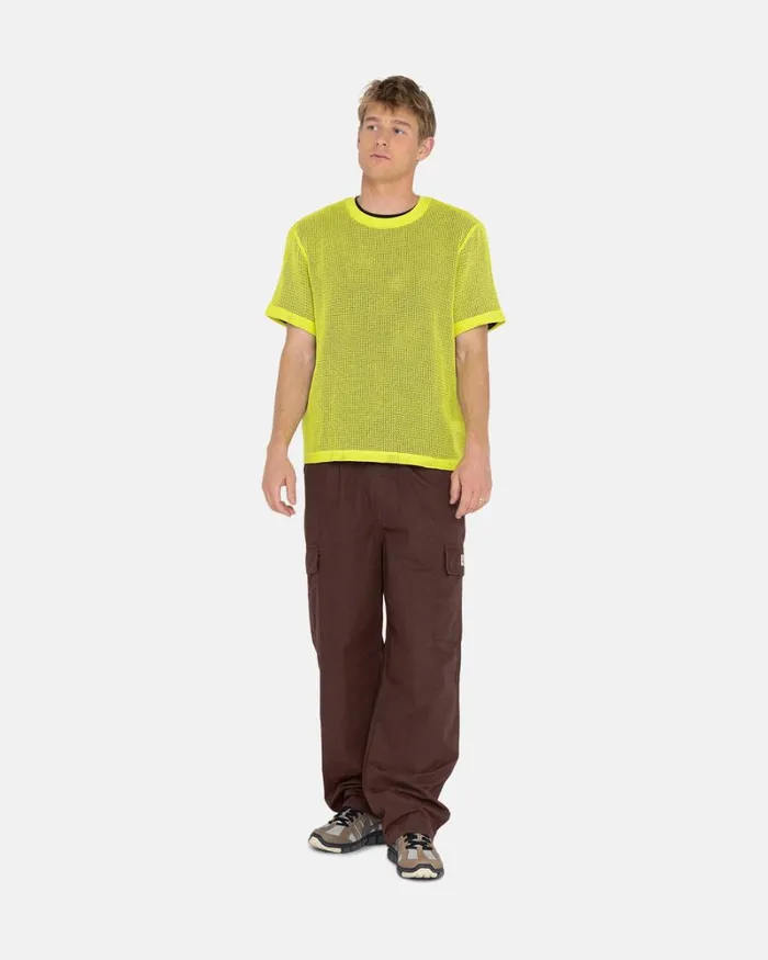 Tops and Shirts Men Stussy COTTON MESH SS CREW Lime Tops and Shirts Men Stussy COTTON MESH SS CREW Lime