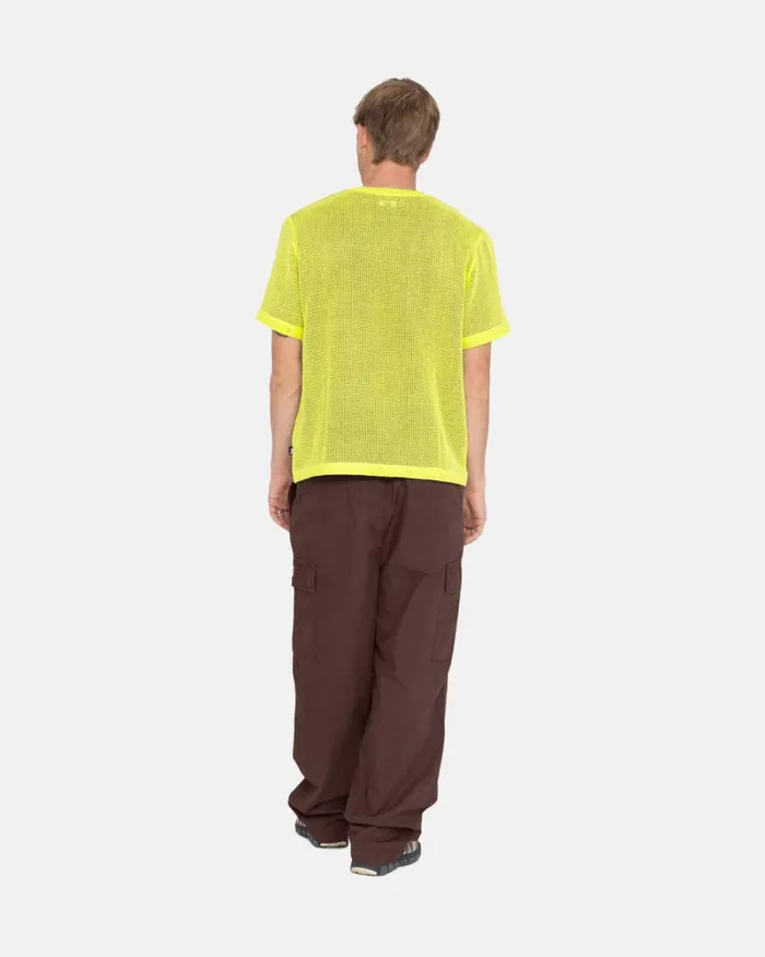 Tops and Shirts Men Stussy COTTON MESH SS CREW Lime Tops and Shirts Men Stussy COTTON MESH SS CREW Lime