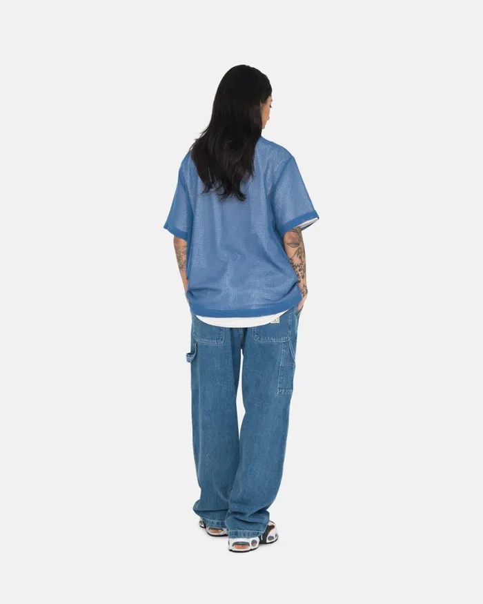 Tops and Shirts Men Stussy COTTON MESH SS CREW Ocean Blue Tops and Shirts Men Stussy COTTON MESH SS CREW Ocean Blue