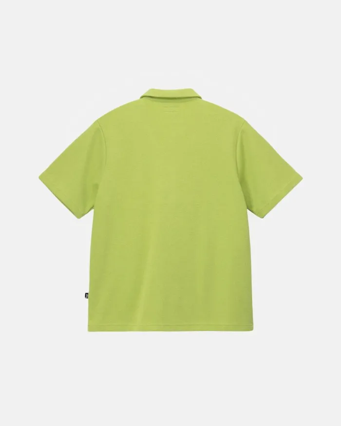Tops and Shirts Men Stussy CREPE JERSEY SHIRT Lime Tops and Shirts Men Stussy CREPE JERSEY SHIRT Lime
