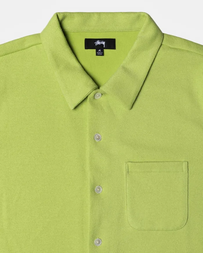Tops and Shirts Men Stussy CREPE JERSEY SHIRT Lime Tops and Shirts Men Stussy CREPE JERSEY SHIRT Lime