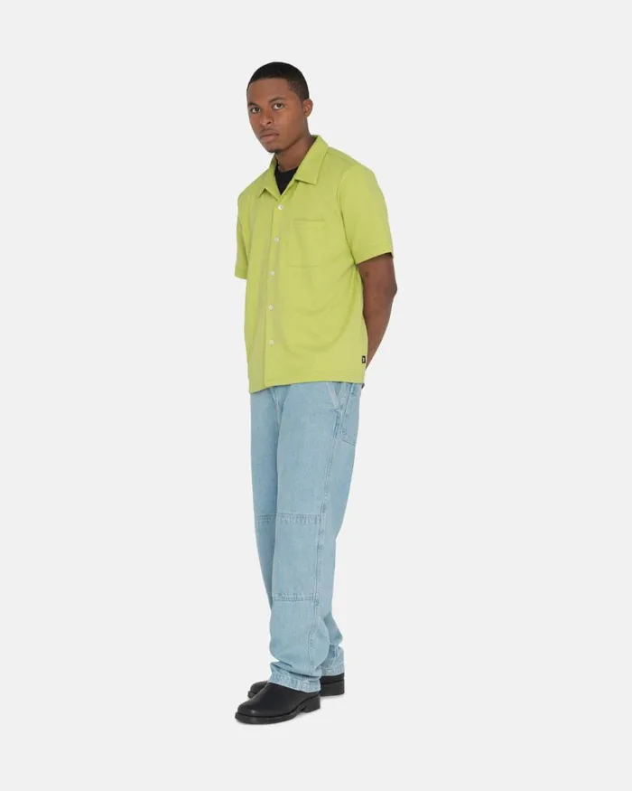 Tops and Shirts Men Stussy CREPE JERSEY SHIRT Lime Tops and Shirts Men Stussy CREPE JERSEY SHIRT Lime