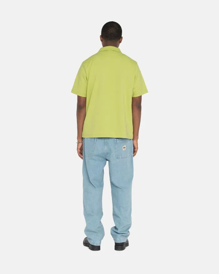 Tops and Shirts Men Stussy CREPE JERSEY SHIRT Lime Tops and Shirts Men Stussy CREPE JERSEY SHIRT Lime