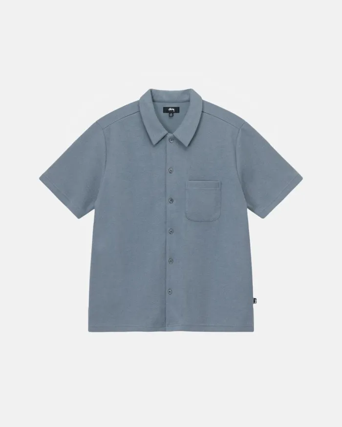 Tops and Shirts Men Stussy CREPE JERSEY SHIRT Slate